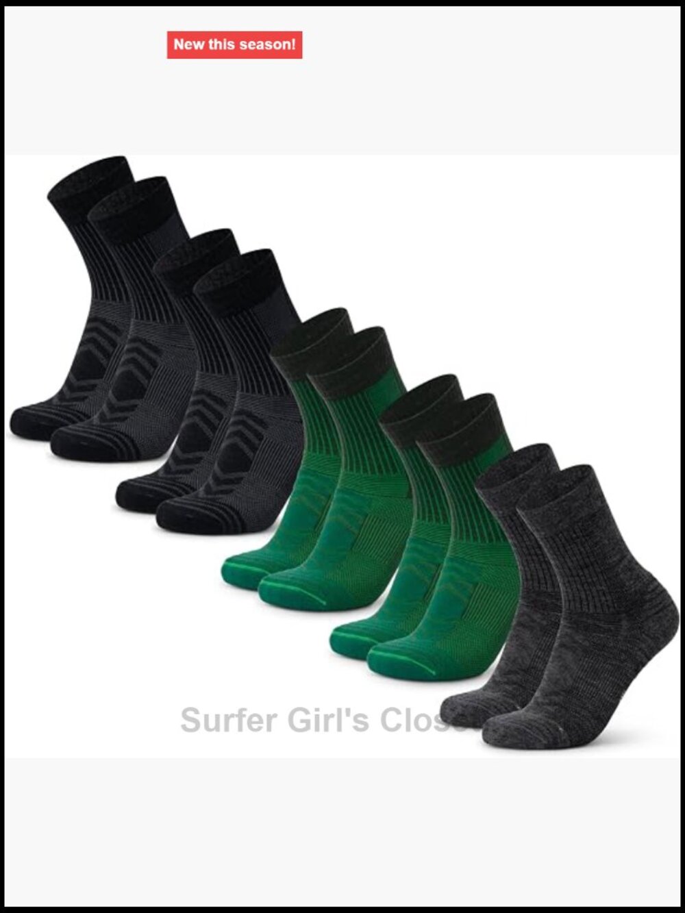 Lightweight Merino Wool Hiking Socks, 5-Pack